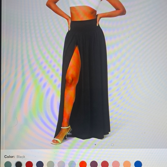 XSMALL BREEZEFUL PLICATED SPLIT MAXI SKIRT - Picture 2 of 8